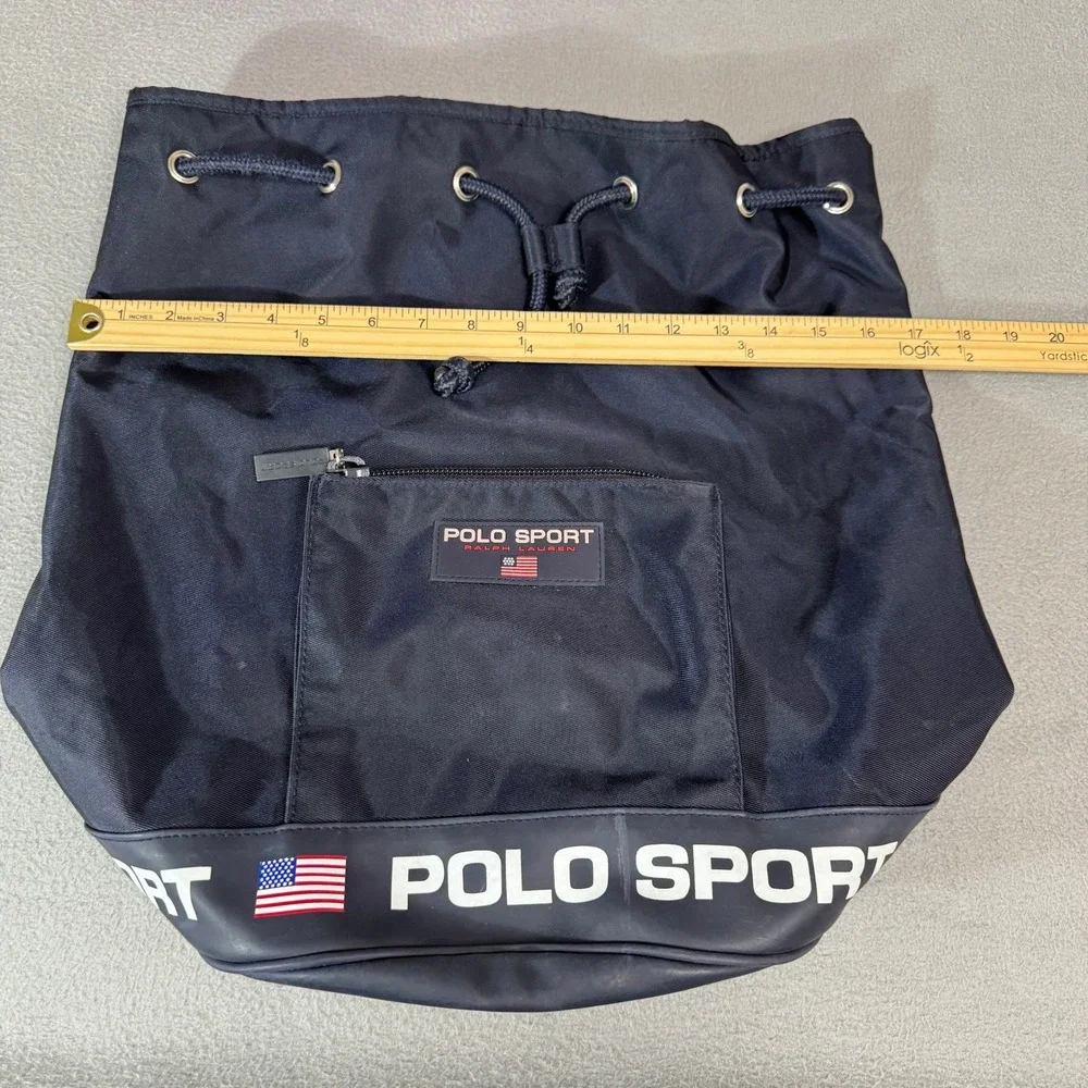 Polo Sport Backpack Large Navy Blue Nylon Vintage Drawstring Bucket Bag